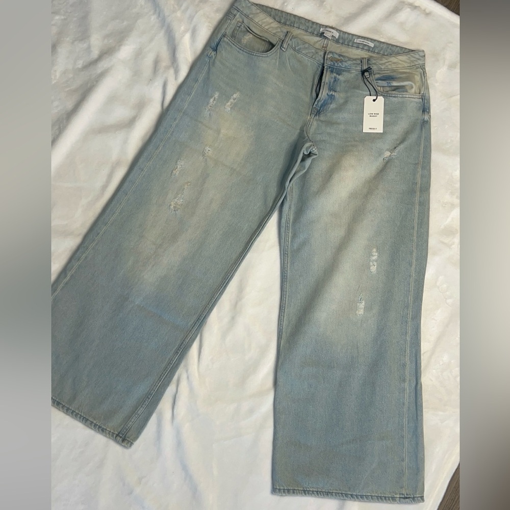Forever 21 Light Blue Wide Leg Low Rise Jeans
